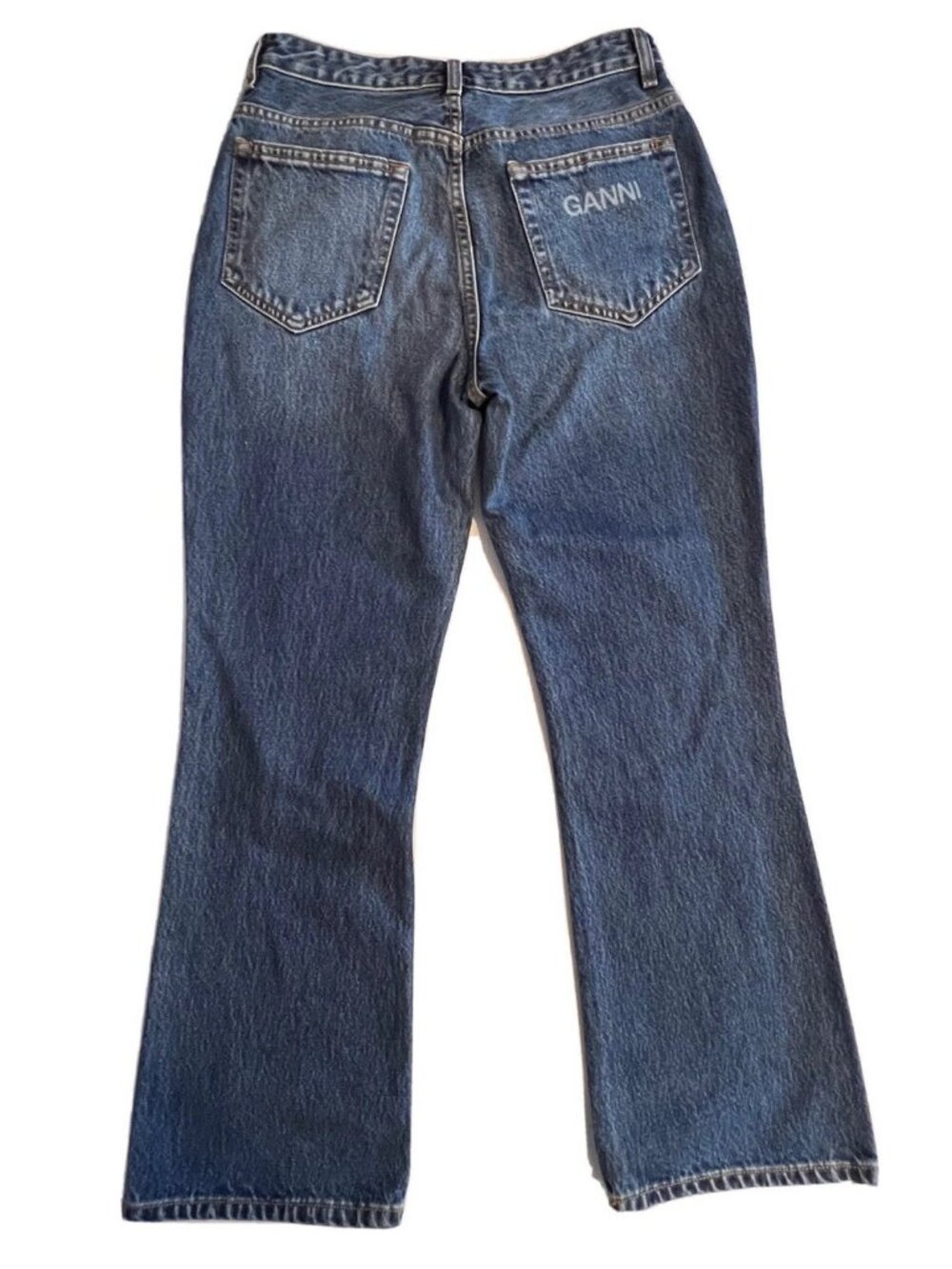 Ganni Jeans Women's 28 NWT High Rise Wide Leg Cropped Organic Cotton F6016